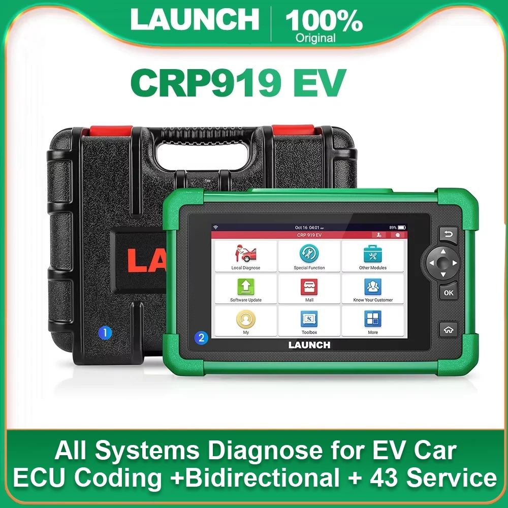 LAUNCH X431 CRP919 EV New Energy Car Diagnostic Tool OBD Scanner Full System Diagnostic Scanner 43+ Reset ECU Coding Bidirection