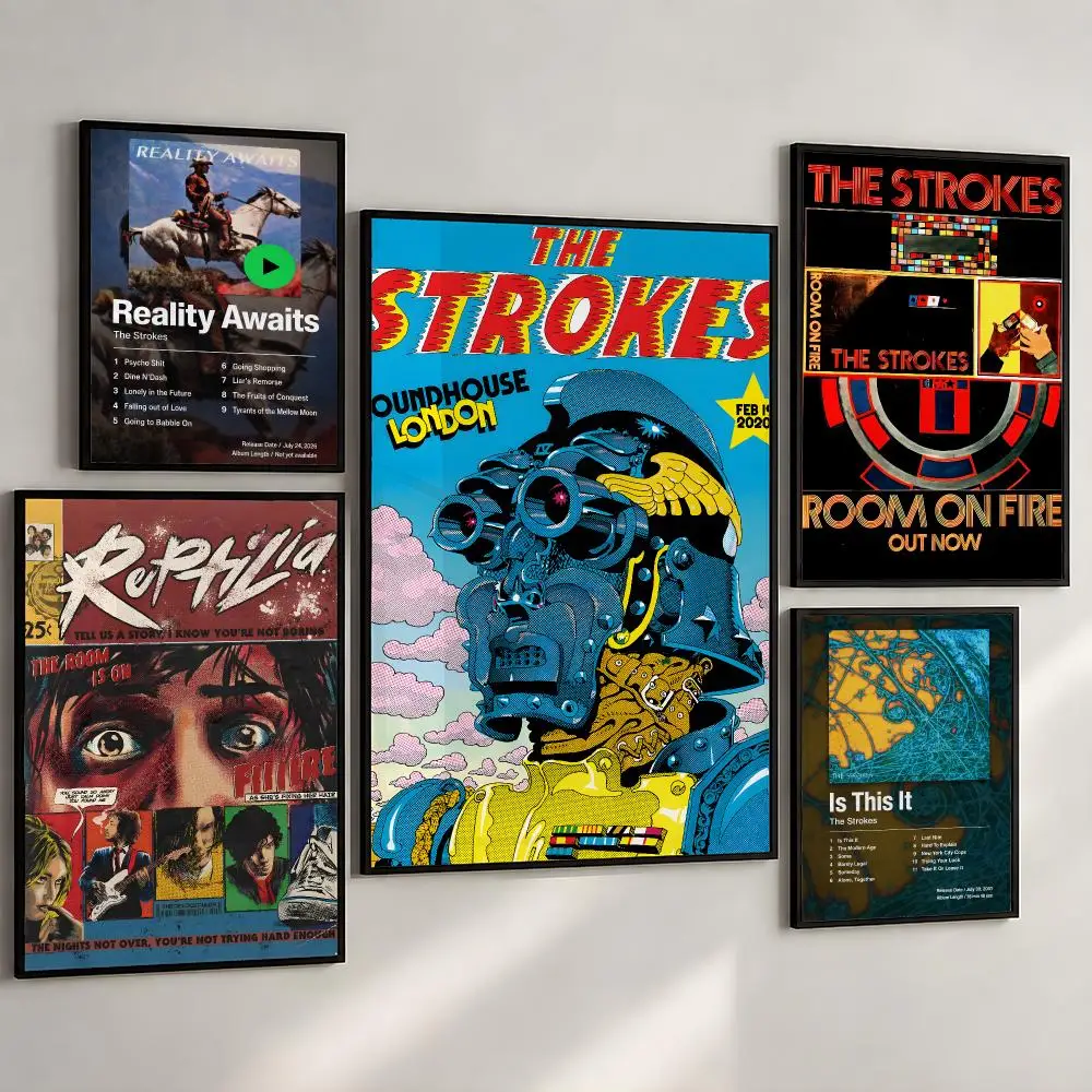 Music The Strokes Reality Awaits Rock Poster PP Wall Art Print Removable Water-Resistant Home Decor for Bedroom Apartment Gift