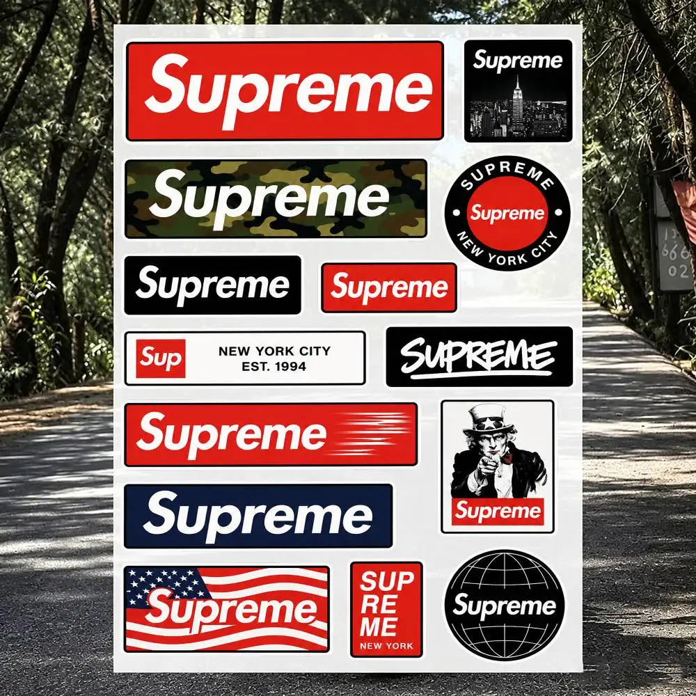 LOGO A-s-U-pre-me Aesthetic Silver Vinyl Motorcycle Sticker Waterproof DlY Helemt Front Windshield Fuel Tank Scooter Vinyl Decal