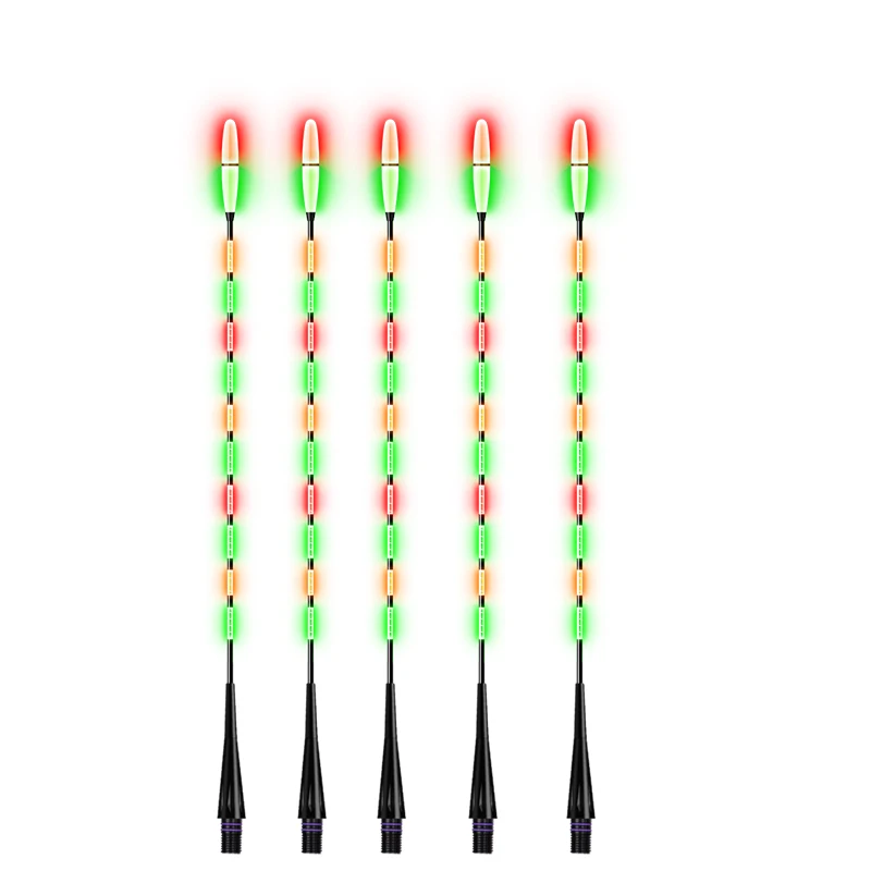 Lot de 5 flotteurs de pêche électriques lumineux à LED haute luminosité en fibre optique DIY, accessoires de pêche