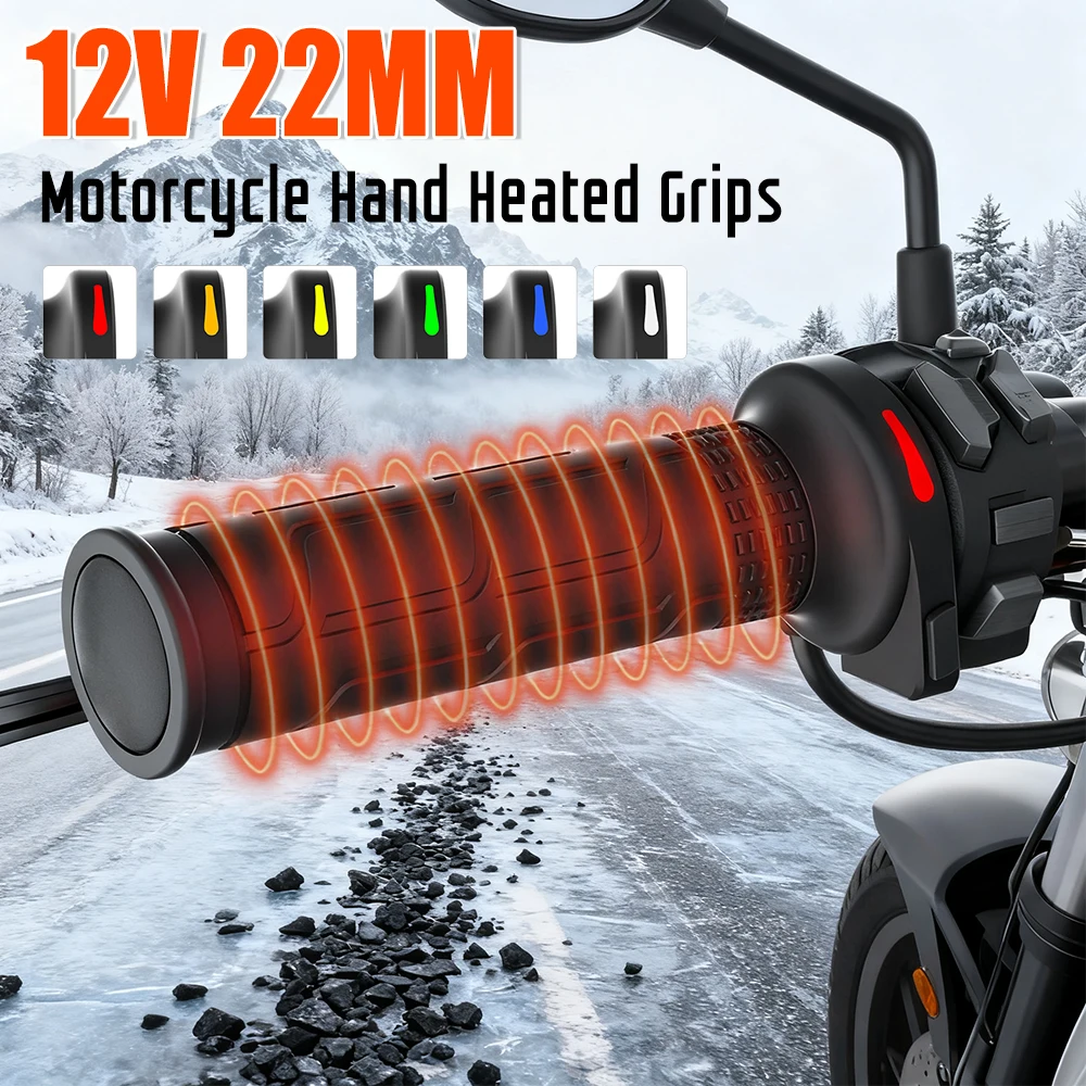 

1/2Pair 12V 22mm Motorcycle Heated Grips Waterproof Electric Heating Handlebar Warmer Temp Adjustable Motorbike Hot Hand Grips ﻿