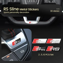 3D Aluminum SLINE RS Badge Car Steering Wheel Sticker Auto Emblem Decoration Accessories for Audi A3 A4 A5 A6 A7 A8 S3 S4 Q2 Q3