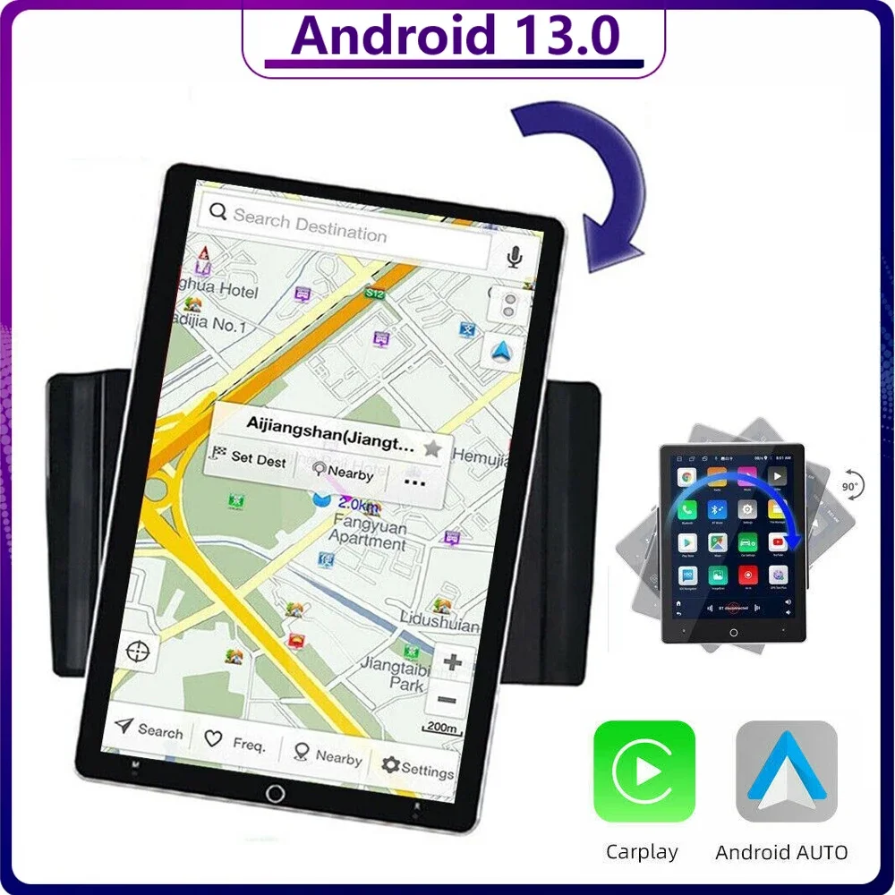 2 Din 4G CarPlay Rotatable Android AutoRadio Car Radio With 10.1