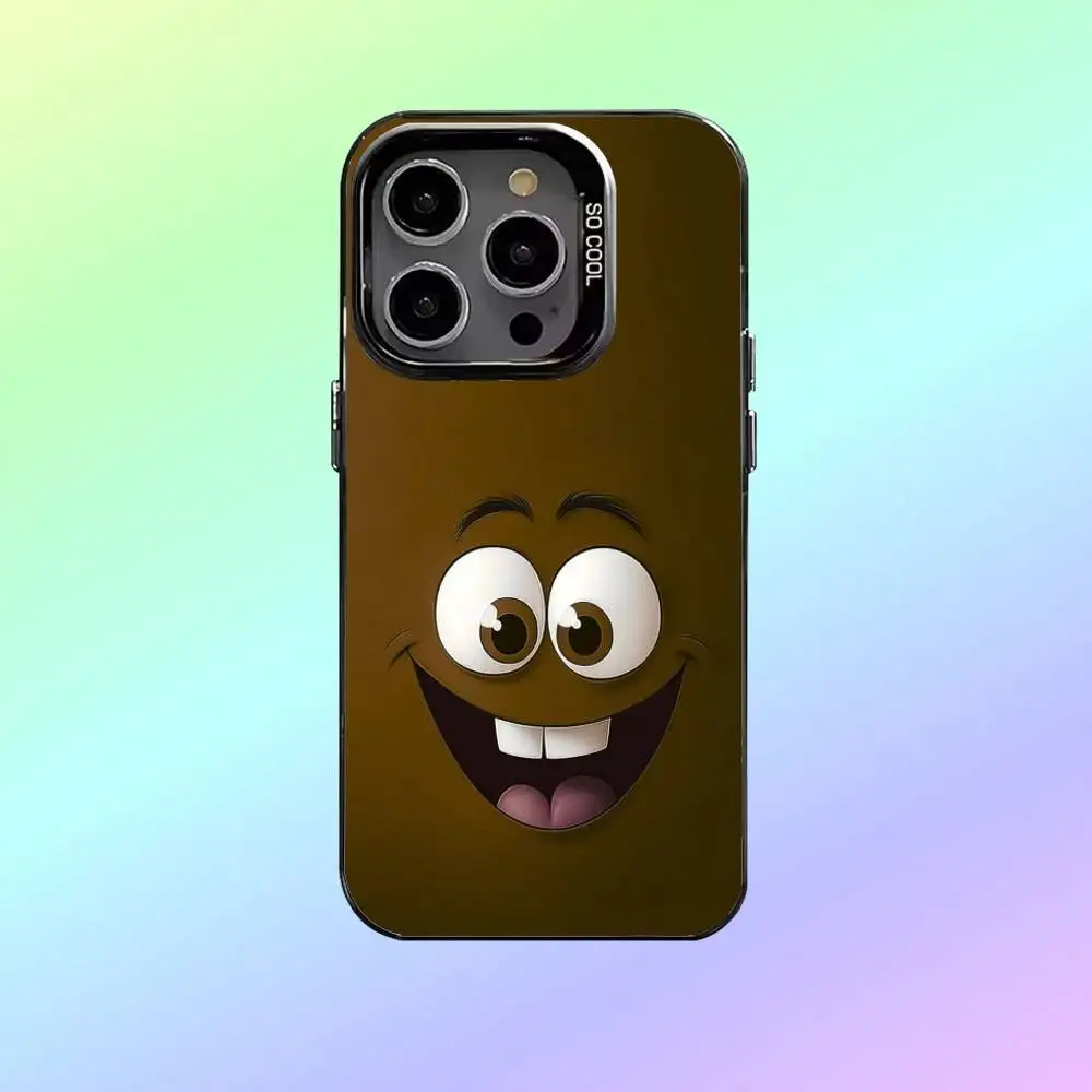 interessante custodia per telefono E-emoji per iPhone17,16,15,14,13,12,11 Plus, custodia per telefono posteriore colorata in argento Pro Max