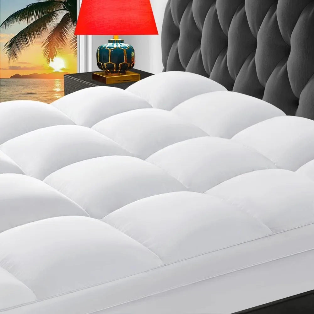 

Queen Mattress Topper, Extra Thick Pillow Top Mattress Pad for Back Pain Relief, Cooling Bed Topper Mattress Cover
