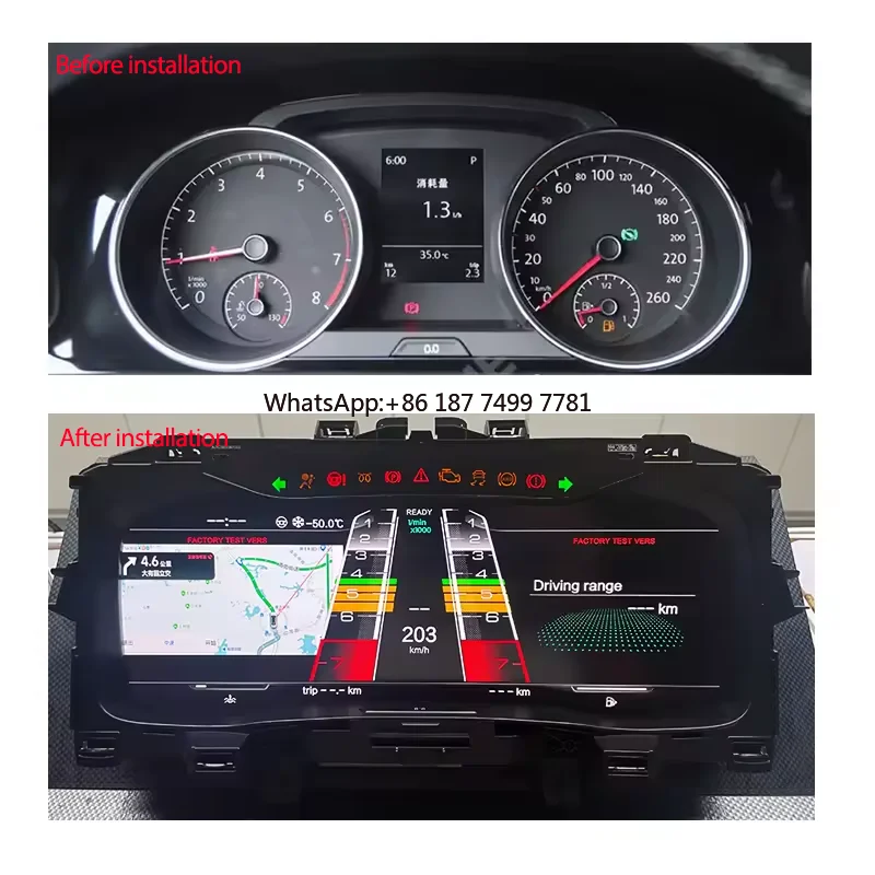 

Car Dashboard Speedometer Digital Dashboard Cockpit Display Odometer for ..7R .7 MK7 GTi. B8 . CC Linux
