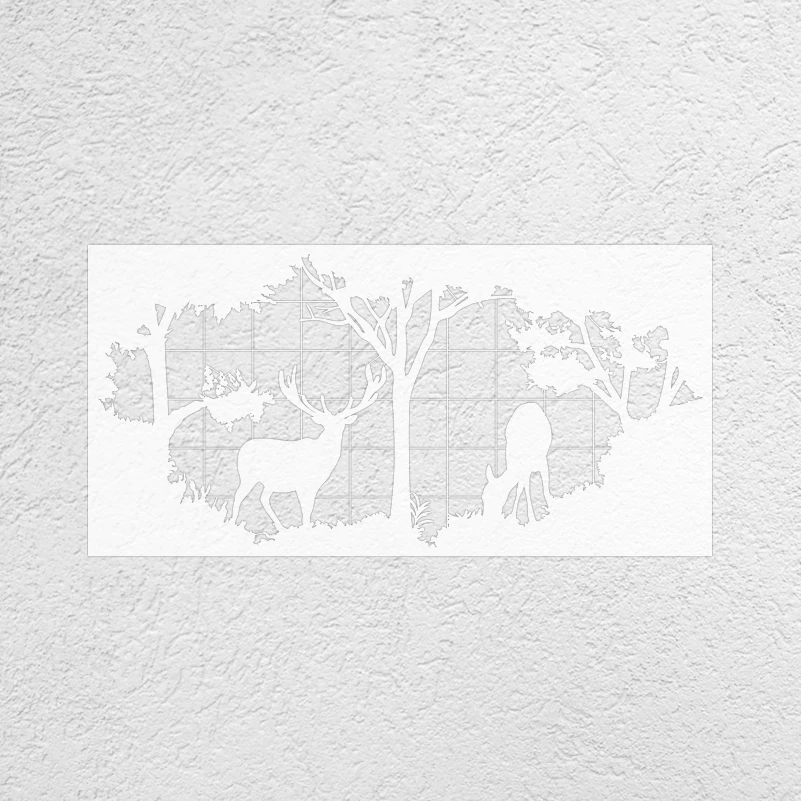 62 سنتيمتر-104 سنتيمتر جدار الاستنسل لطلاء ديكور قالب لطلاء صناع الأثاث المعجون الغابات الغزلان الظل صورة ظلية S583 #2