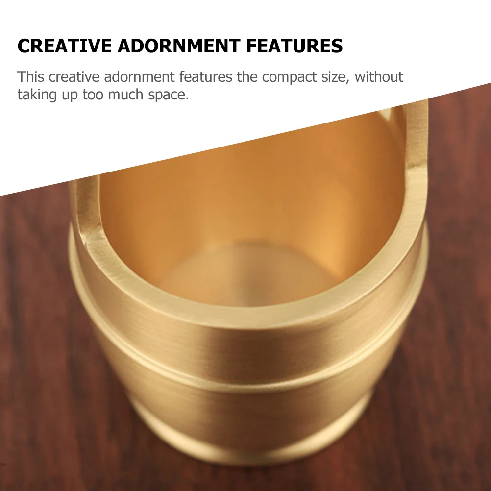 

1Pcs Pure Brass Lucky Bucket Adornment Compact Home Desktop Decoration Office Small Brass Bucket Ornament