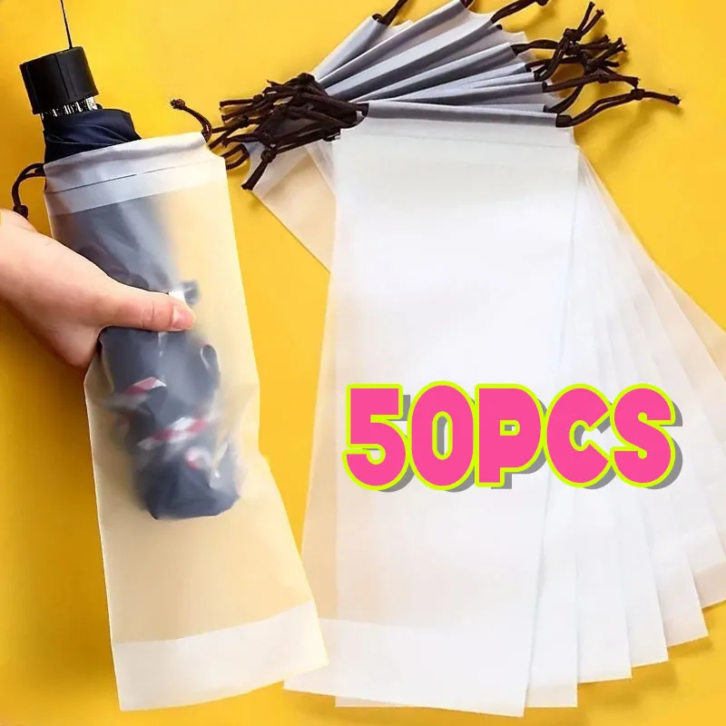 Umbrella Storage Bag Portable Transparent Waterproof Reusable Drawstring Bag Home Storage Organizer Umbrella Accessories