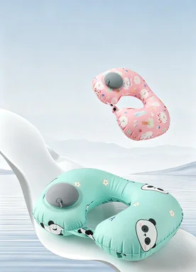 Hot Selling Hand Press  Inflatable Cute cozy Neck pillow Rest for Airplane Car Office Nap