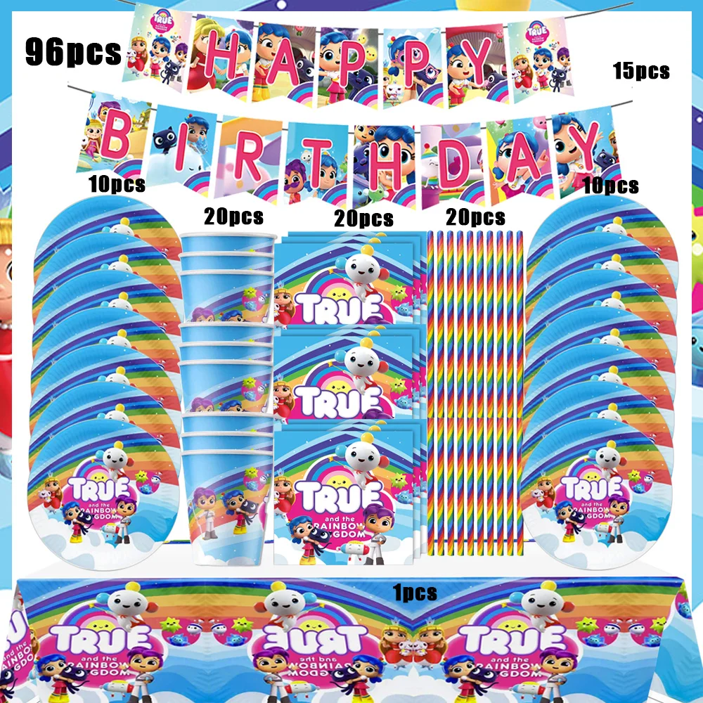 Disney True And The Rainbow Kingdom Birthday Party Decoration Tableware Tablecloth Plate Cup Kids Favors Gift Party Supplies Set