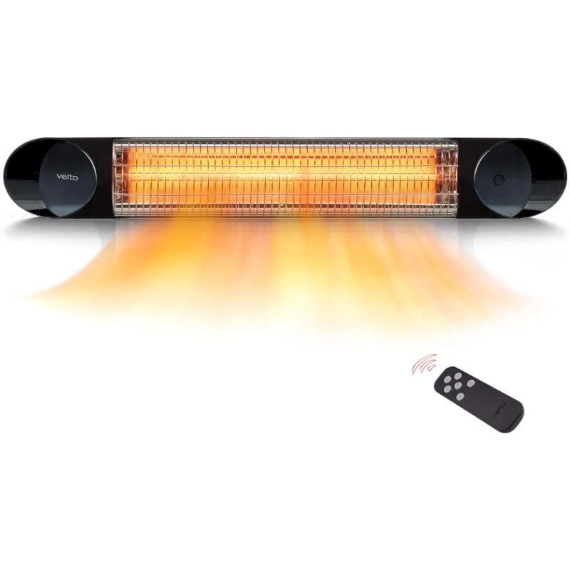 

Electric Patio Heater – Infrared Heater Outdoor and Indoor Use – 1500W Veito Wall Mount Heater with Remote (Black)