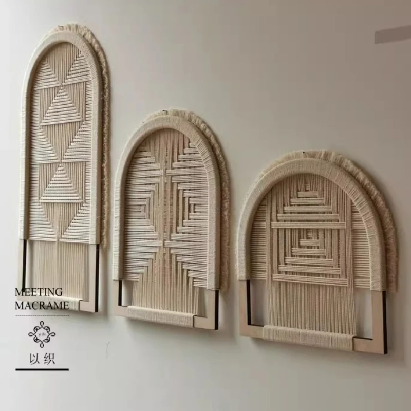 

Handmade Macrame Woven Wall Tapestry Boho Minimalist Living Room Entryway Hanging Decor Ornament