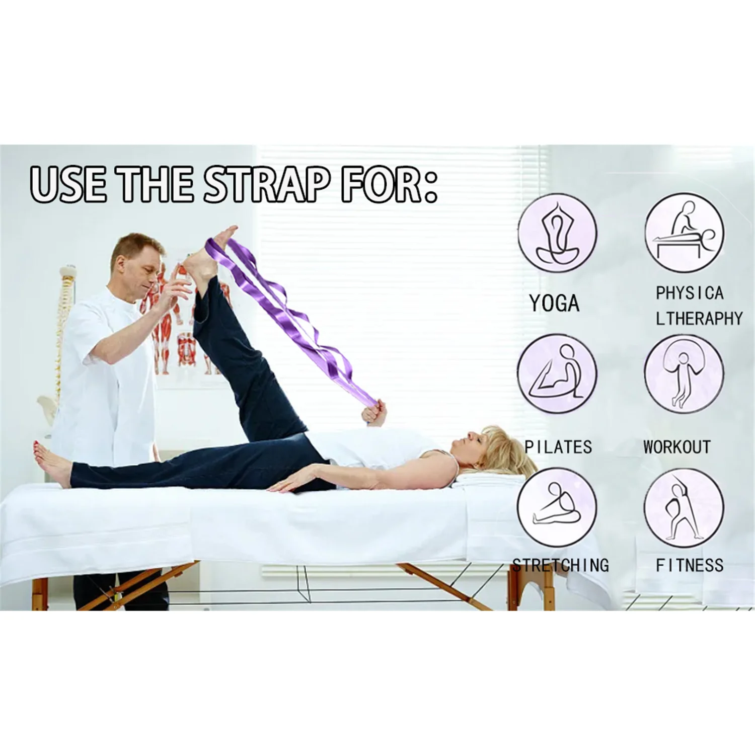Oak-Sports Stretching Strap Yoga Strap for Physical Therapy with 10 Loops, Yoga Straps for Stretching image 6
