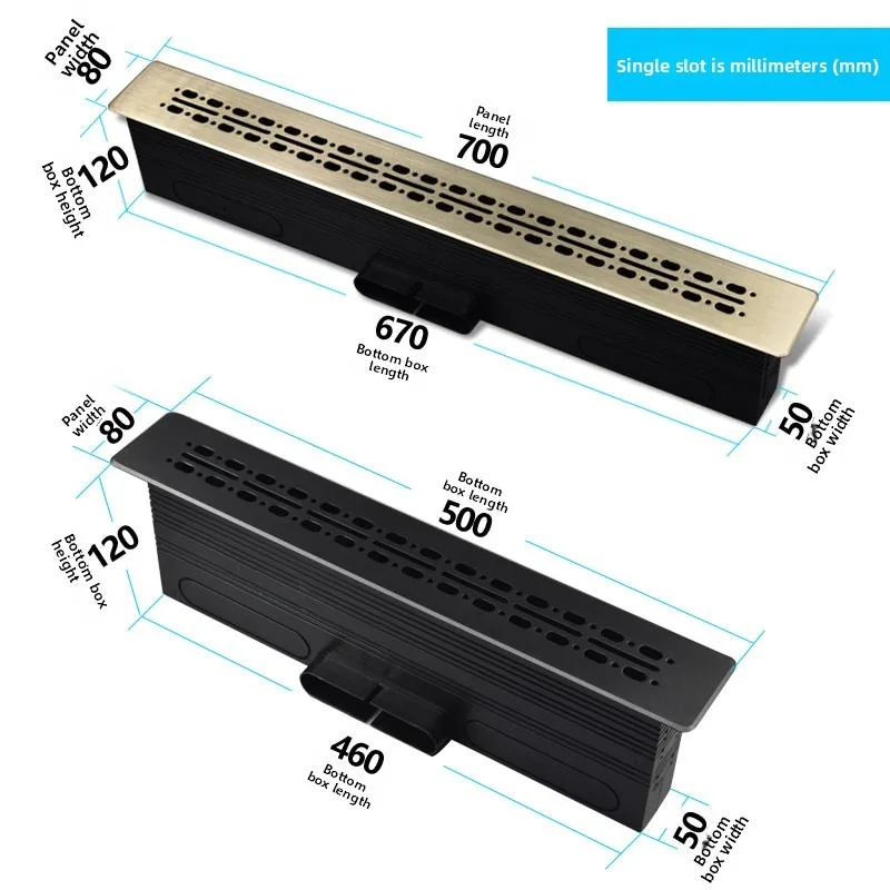 

700X80 mm Alloy Metal Air Vent 480X80 mm Aluminum Supply Outlet for Fresh Air System with Base Box
