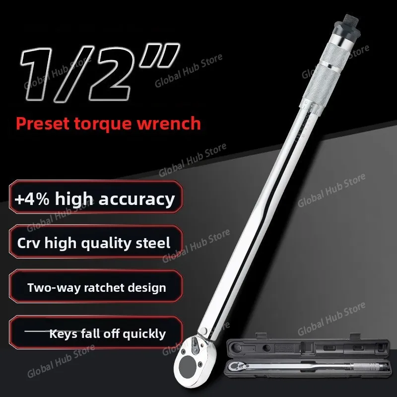 1/2 Torque Wrench Adjustable Torque Wrench Preset Kilogram Wrench 28-210NM Tire Torque