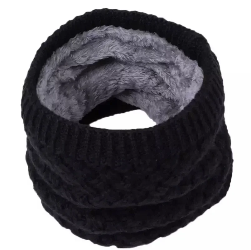 Winter Neck Scarf Knitted thickened Wool Yarn Add Fluff Winter Warm Protective Cervical Spine Loop Outdoor villus Ring Scarf