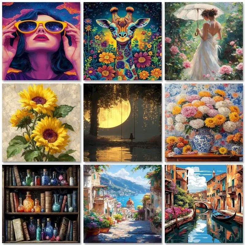 

GATYZTORY Painting By Numbers Acrylic Paints set Home Drawing On Canvas HandPainted Picture By Number Kits Decoration Art Gift