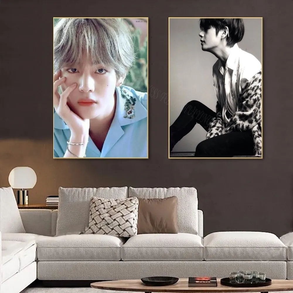 ملصق فني ذاتي اللصق لمغني K-Kpop ، Kim T-Tae ، طبقة H-Hyung V ، ملصق ورقي مقاوم للماء ، قهوة ، منزل ، بار ، غرفة ، ديكور حائط ، 1 واي
