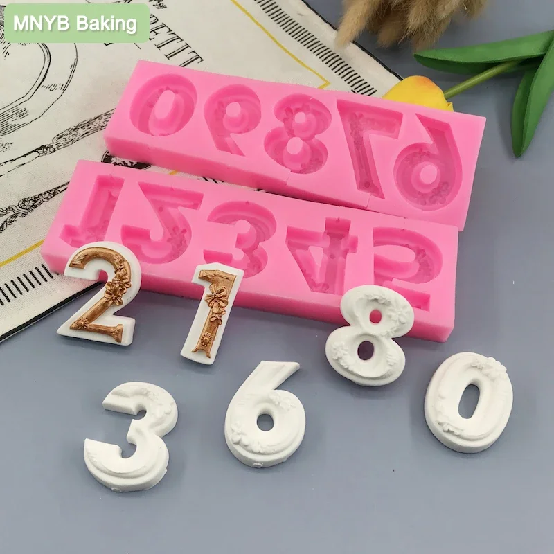 0-9 Big Figure Shape Digit Numeral Silicone Mold Lollipop Birthday Cake Decoration Fondant Mold Candy Chocolate Baking Tool