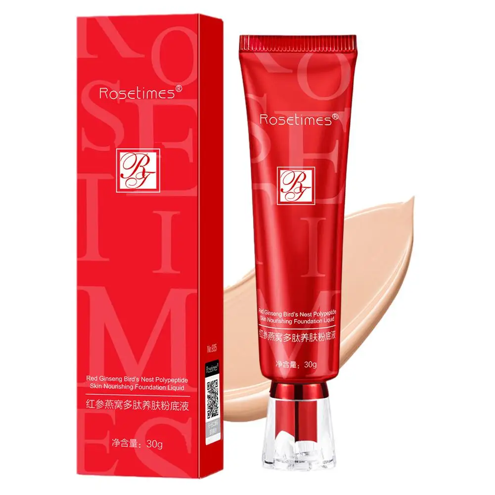 Red Ginseng Bird's Nest Polypeptide Skin-Nourishing 50g Long-Lasting Cream Waterproof BB Concealer Foundation K0G4