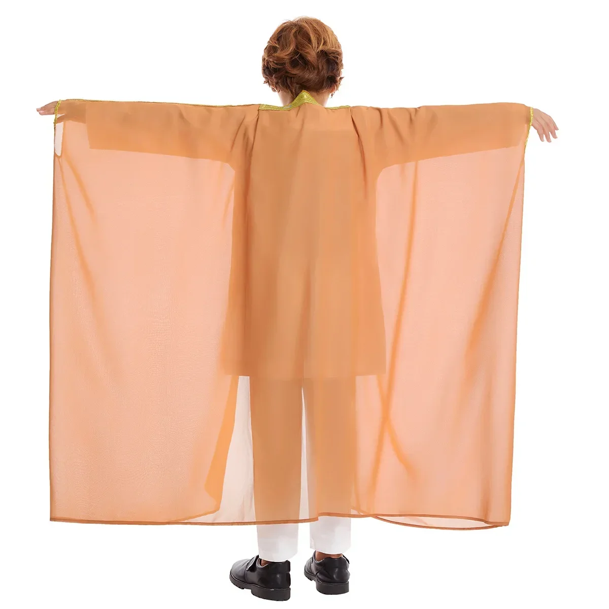 Chłopięca Muzułmańska Abaja z Haftem Otwarta Eid Jubba Thobe Sukienka Kimono Turcja Dubaj Arabia Saudyjska Kaftan Islamska Odzież Modlitewna Kaftan Abaje