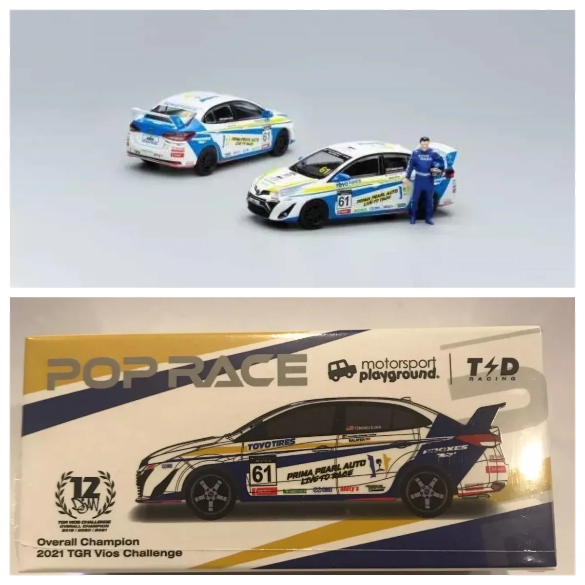 Pop Race 1/64 GR VIOS #61 Tengku Djan Malaysia Season 4 with Figure 1:64