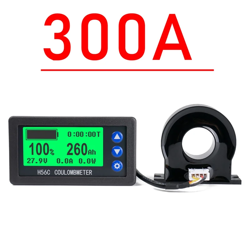 Battery Monitor Hall Coulomb Meter DC 8-100V 300A Lifepo4 Lead-Acid Li-Ion Lithium Capacity Power Display