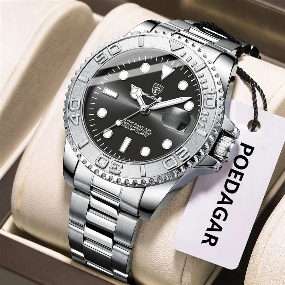 

Poedagar Watch For Man Luxury Automatic Watches Mens New Digital Bezel Fashion Quartz Wristwatches Men Gray Gift Tudo Por 1 Real