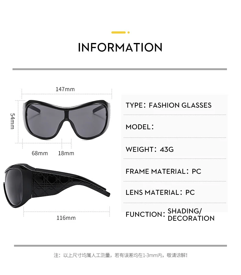 Mode Marke Design Übergroßen Y2K Sonnenbrille Frauen Für Männer Trendy Vintage Luxus Großen Rahmen Outdoor Sonnenschutz Goggle UV400 – Detail 3