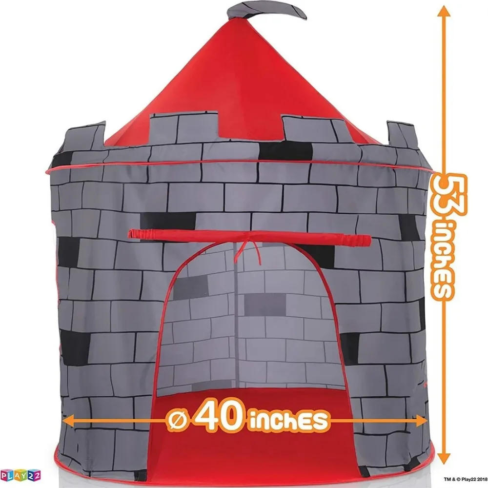 Tienda de juegos para niños Knight Castle con 100 bolas de pozo, tienda de juegos emergente con bolsillo de almacenamiento