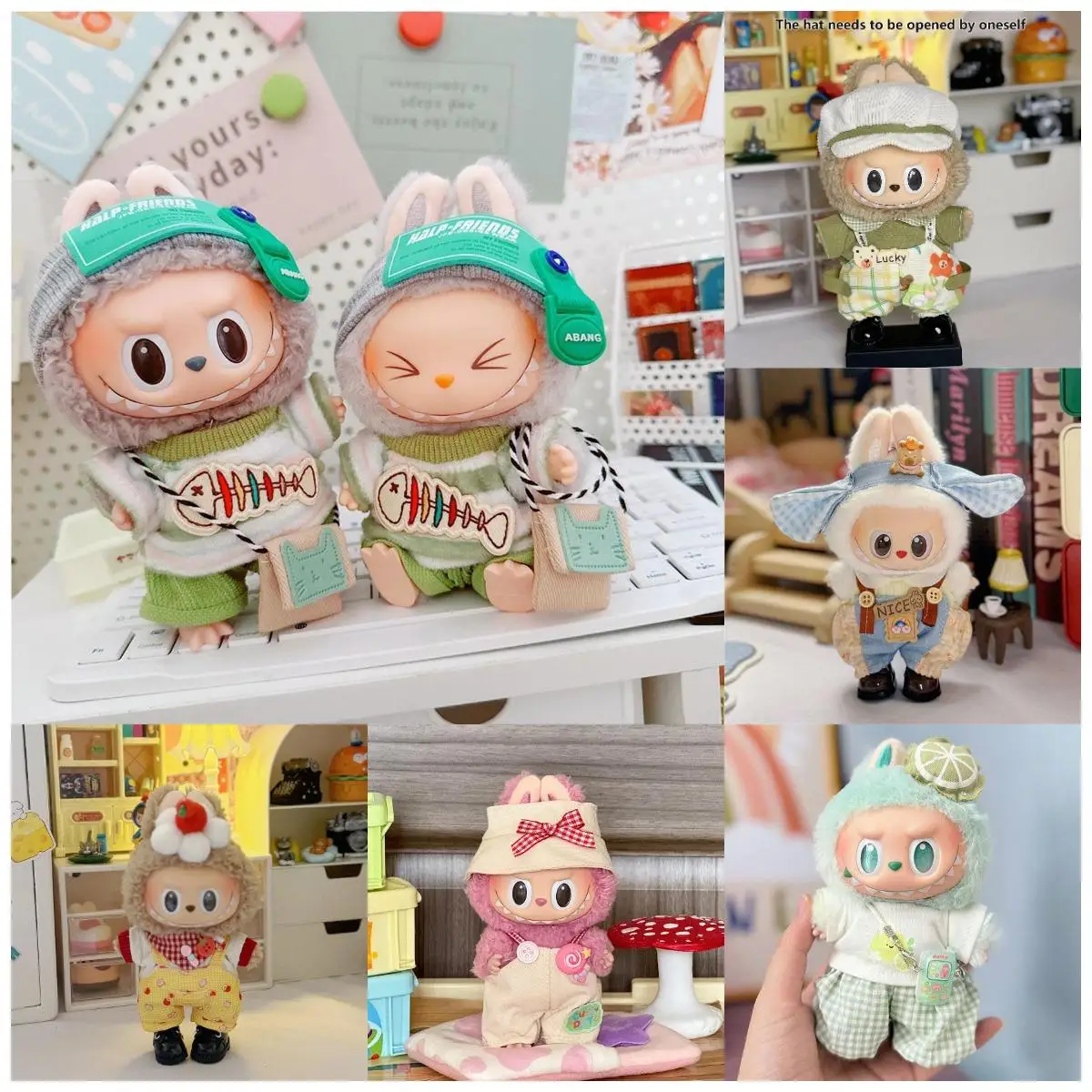 

Cute Plush Doll's Clothes The Fruit Suit With Headwear Accessories Plush Doll Clothing for Labubu I II Idol Dolls Fans Gift