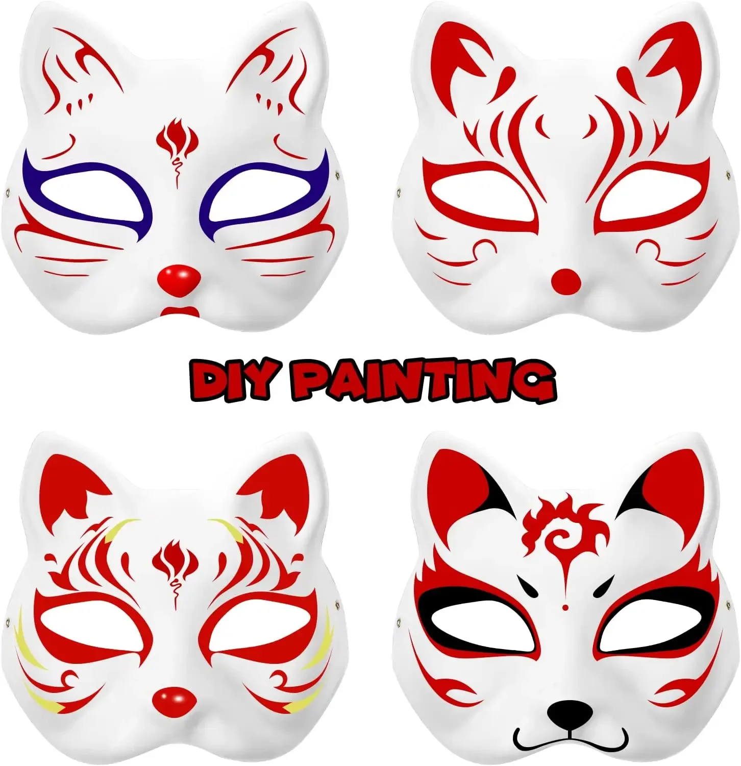 1/5pcs Paper Blank White Mask Halloween Cosplay Cat Fox DIY Paintable Half Face Mask Animal Costume Party Decorate Craft Prop