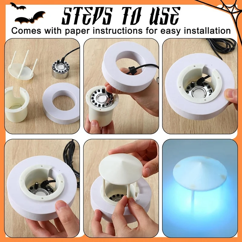 조절식 안개 컨트롤러 스플래시 가드 포함 미스트 메이커, 12 LED 조명, 스테인레스 스틸 미스터, 미국 플러그, 사용하기 쉬움, 1 세트