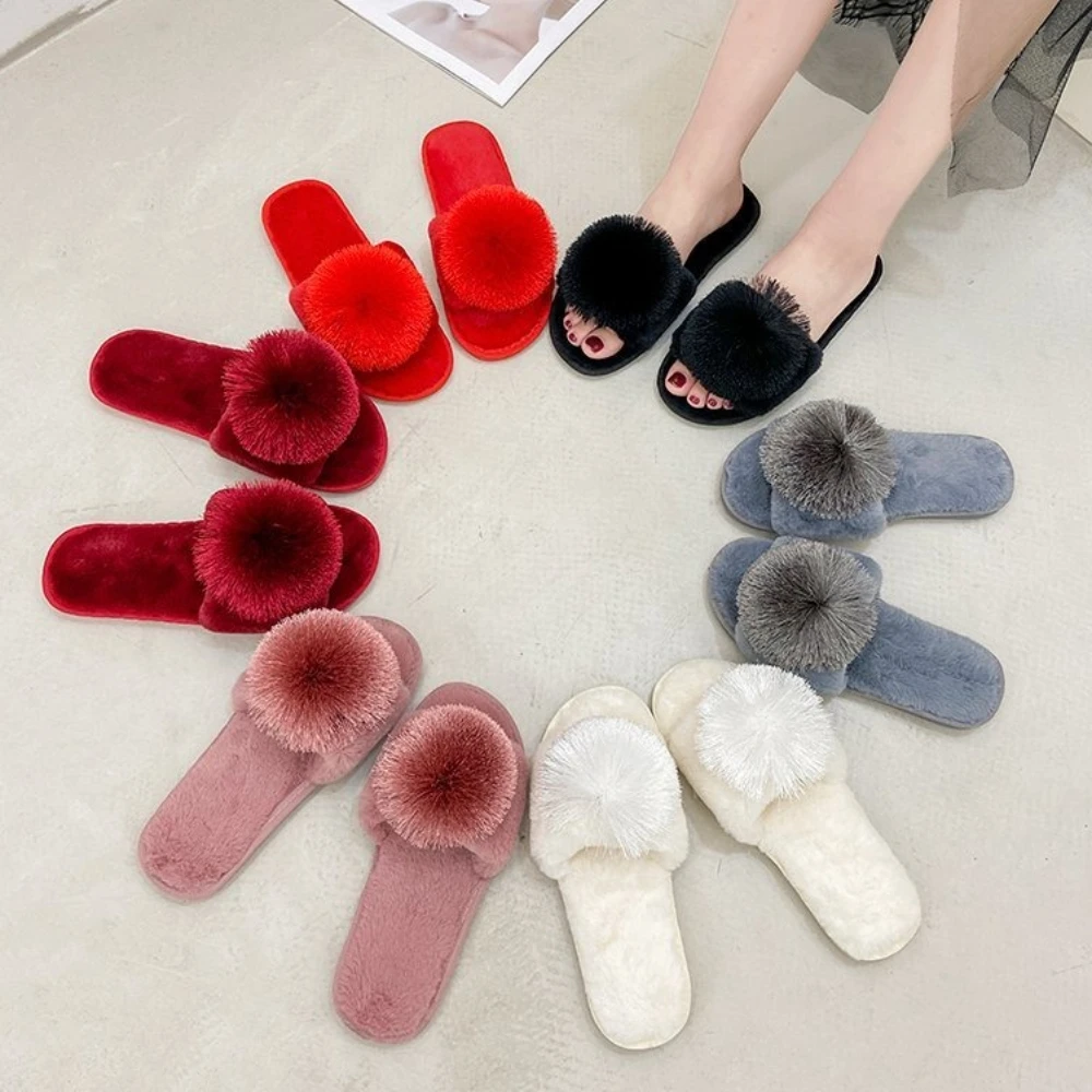 

Зимние женские домашние повседневные тапочки, женские шлепанцы, пушистая обувь, шлепанцы, женские мягкие теплые плюшевые тапочки, женские тапочки
