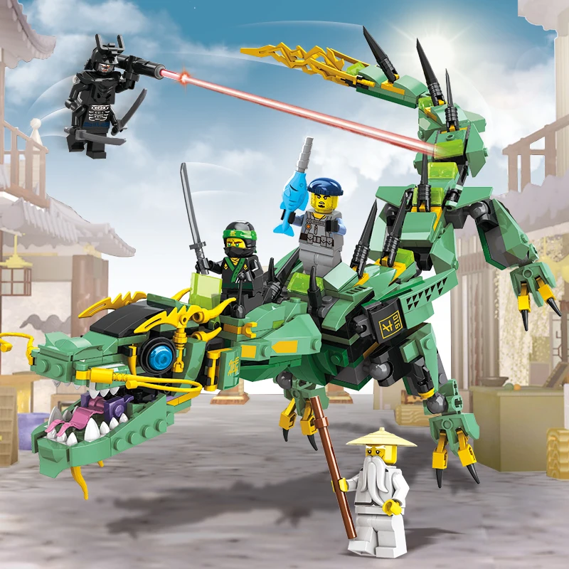 

507PCS,Green war dragon, children's educational building block toy, Christmas gift, birthday gift
