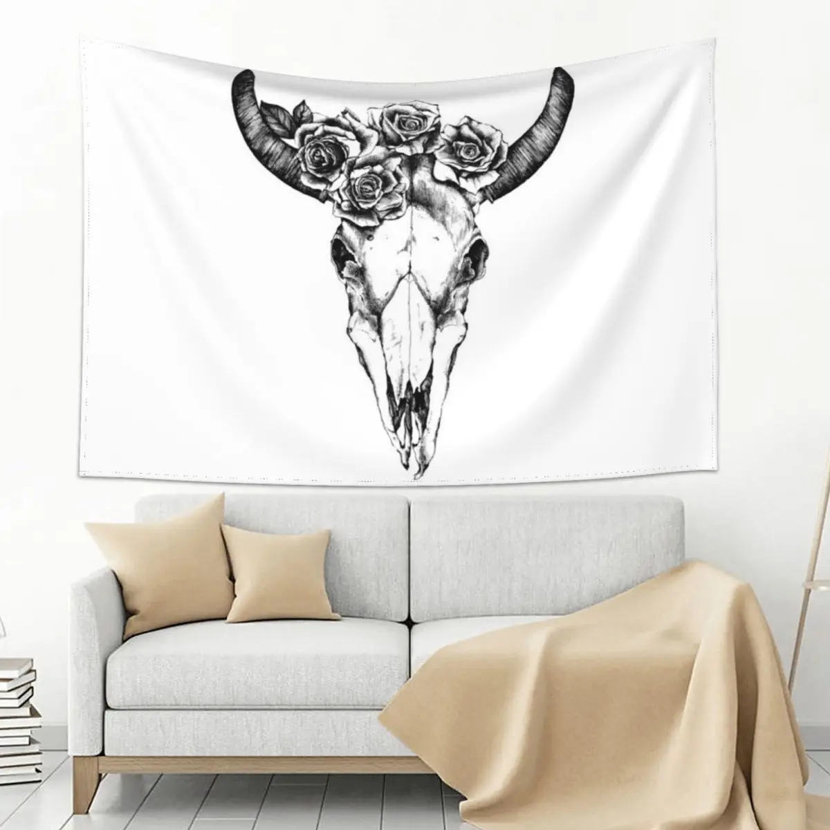 

Cow Skull Black and White Tapestry Decoration Wall Wall Decoration Items Bedrooms Decorations Tapestry