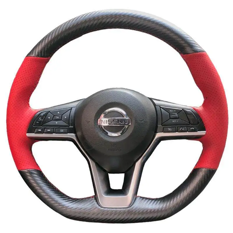 

Чехол на руль автомобиля из черной и желтой кожи ручной работы для Nissan X-Trail Qashqai Rogue (Sport) 2017-2019