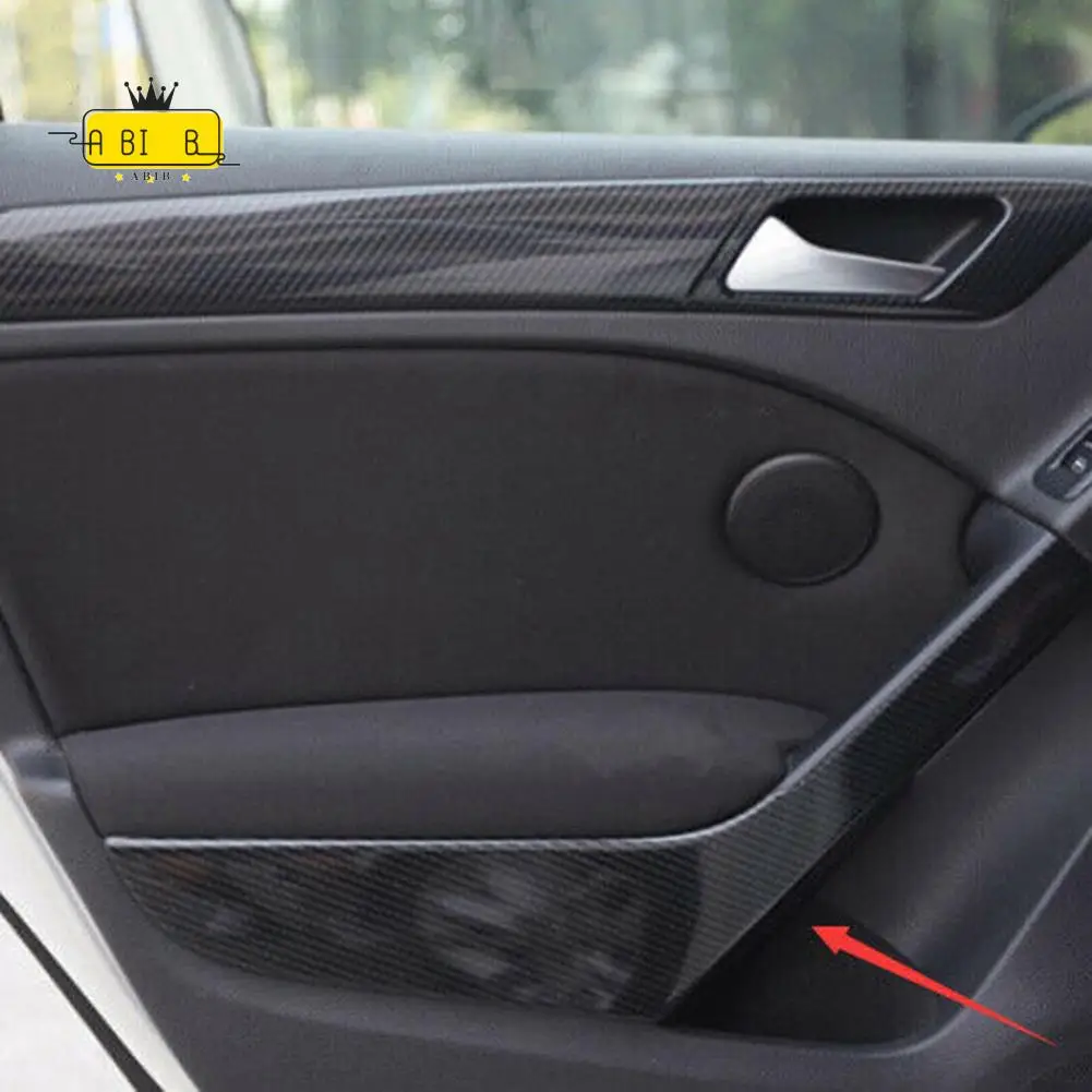 

ABIB -Carbon Fiber Car Interior Door Armrest Pull Handle Strip Cover Trim For Golf 6 MK6 -2008-2012 Accessories