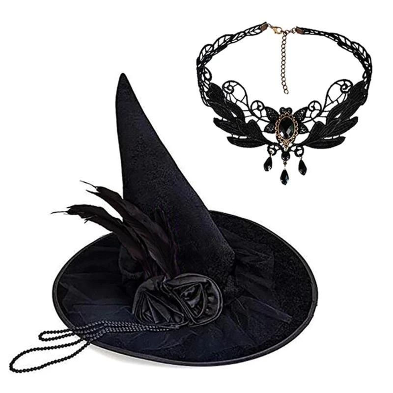 R1WE Verfijnde unisex-hoedenkettingset Unieke, verweerde, stijlvolle hoed Mode-creatieve hoed voor een stijlvolle feestlook