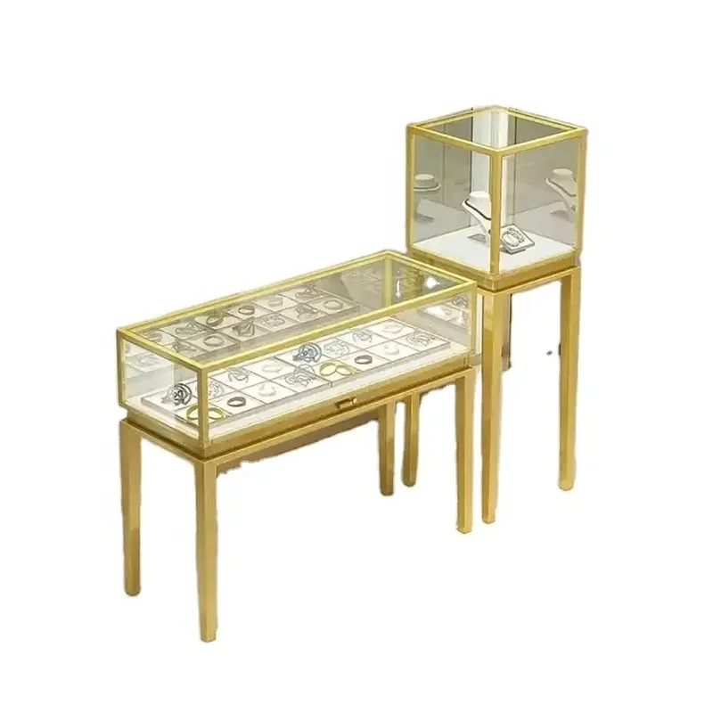 custom.Multi-drawer Jewelry Display Showcase Jewelry Counter Design White Glass Table Top Jewelry Display