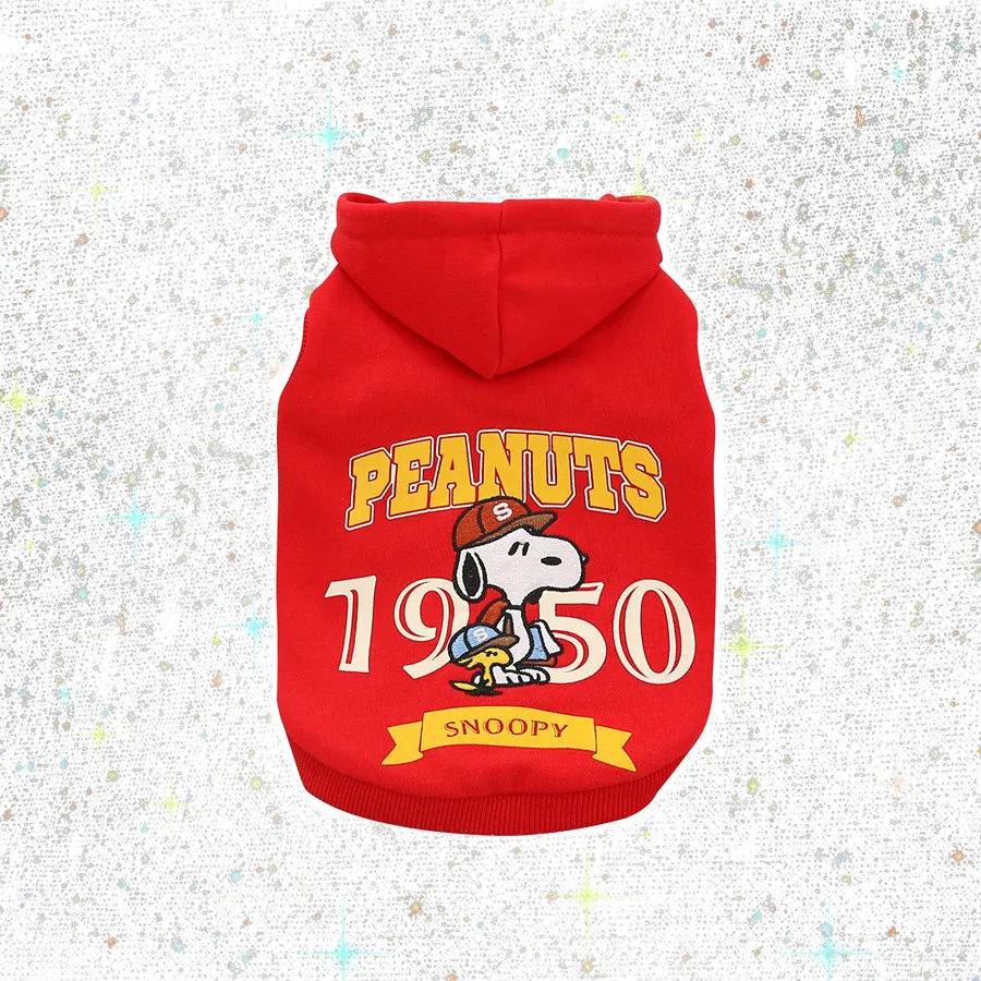 

Модная одежда для домашних животных Снупи с героями мультфильмов, осенне-зимнее новое теплое флисовое корейское пальто, весенний двухфутовый свитер с капюшоном