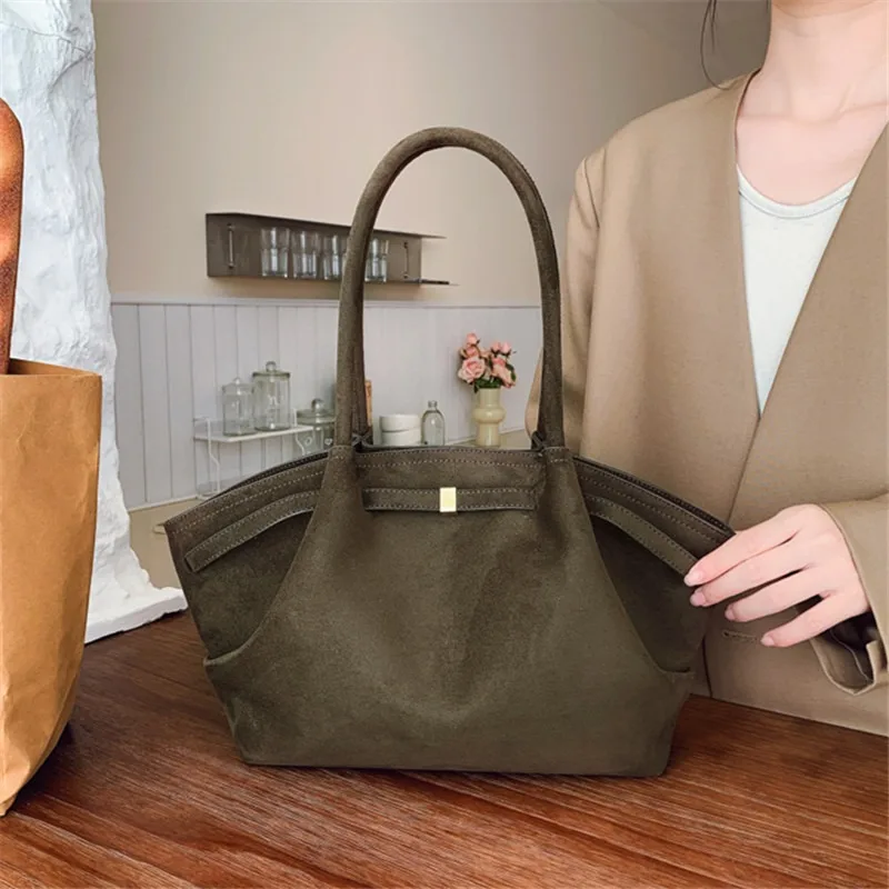 

Винтажная большая сумка из искусственной замши, однотонная синтетическая сумка на плечо для женщин, работы, вечеринок, путешествий, школы, покупок