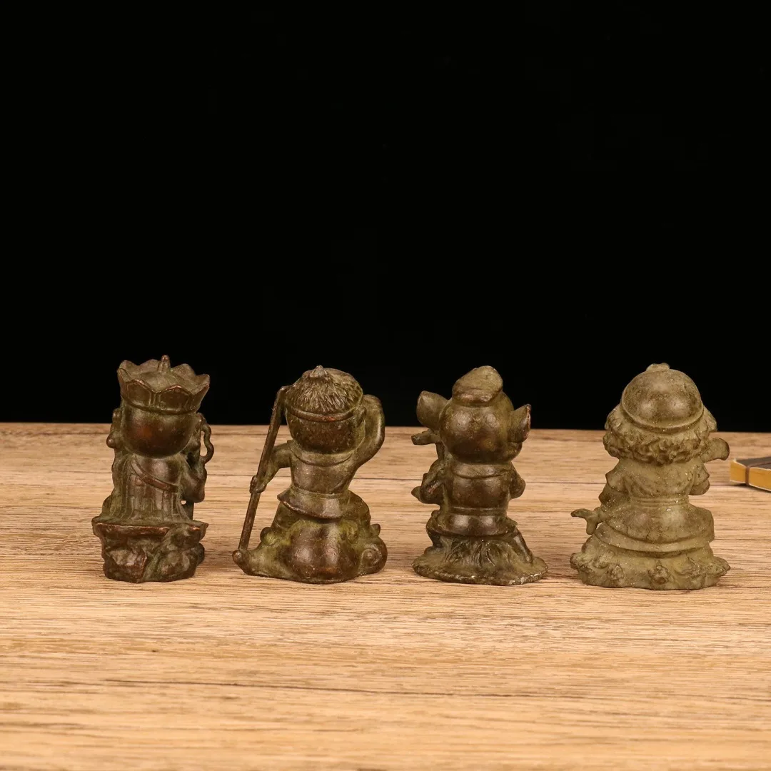 Cute Cartoon Tang Monk Pig Bajie Sand Monk Wukong Statue Metal Home Decoration Figure Statue Bronze Desktop Decorative Sculpture