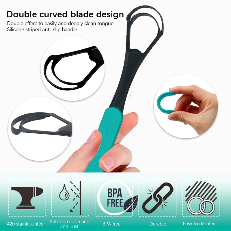 Double Layer Tongue Scraper Silicone Tongue Scraper Brush Cleaning Food Grade Single Oral Care To Keep Fresh Breath Oral Health