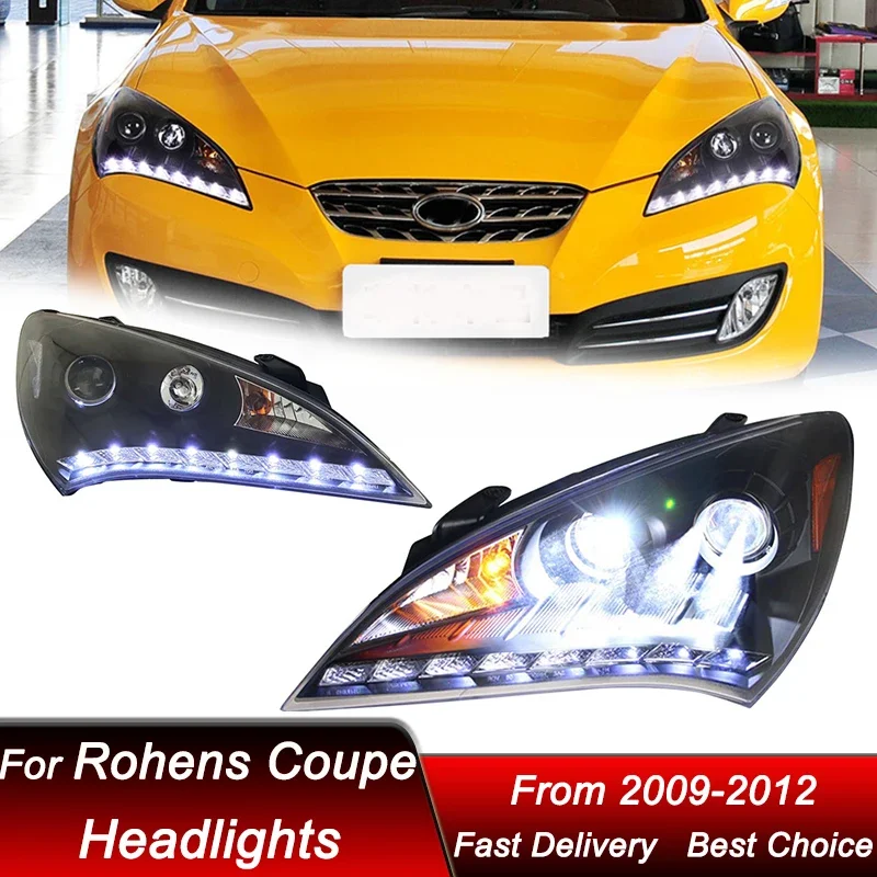

Pop Car Headlights For Hyundai Rohens Coupe 09-12 New Style Full LED Auto Head Lamp Assembly Upgrade Projector Lens Accessories