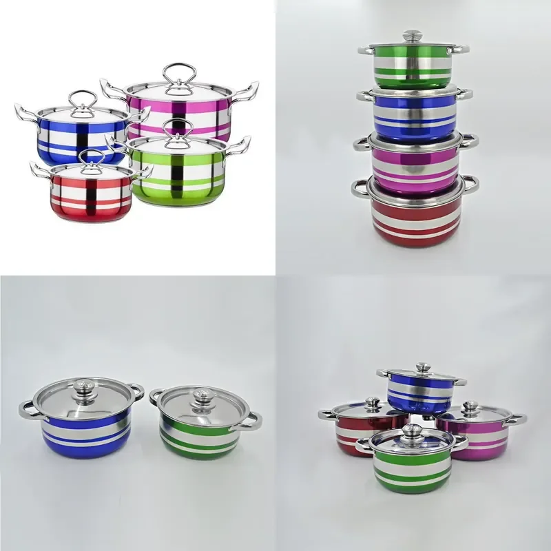 4 Pieces Stainless Steel Stock Pot Set Cooking Milk Soup Pots Kitchenware Cookware Set Wholesale
