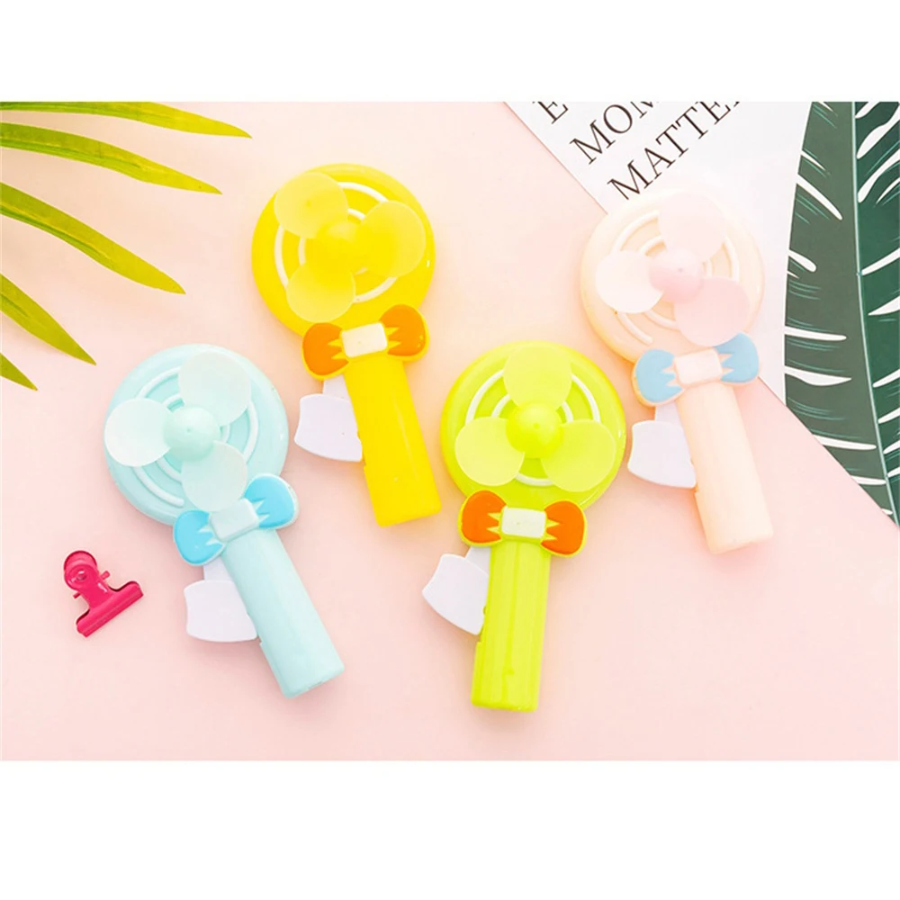 Mini Portable Handheld Fan Random Color Cute Fan Summer Cartoon Held Fan Portable Cooling Hand Pressure Fan Without Battery