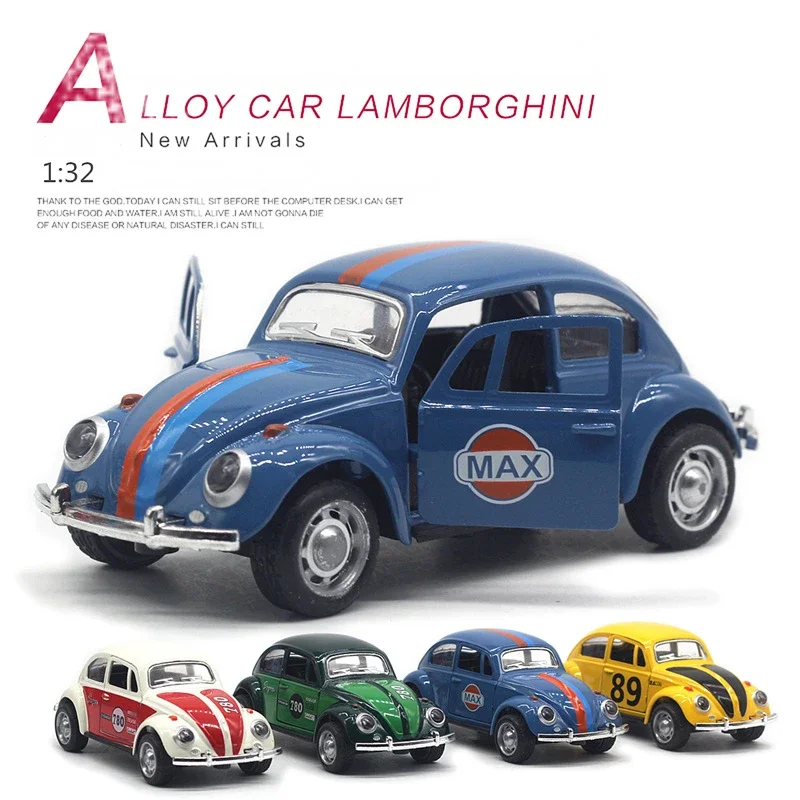 1:32 Volkswagen Beetle Auto in lega Fonde sotto pressione Modello giocattolo classico in metallo con funzione pull back Veicoli per regali per bambini A988