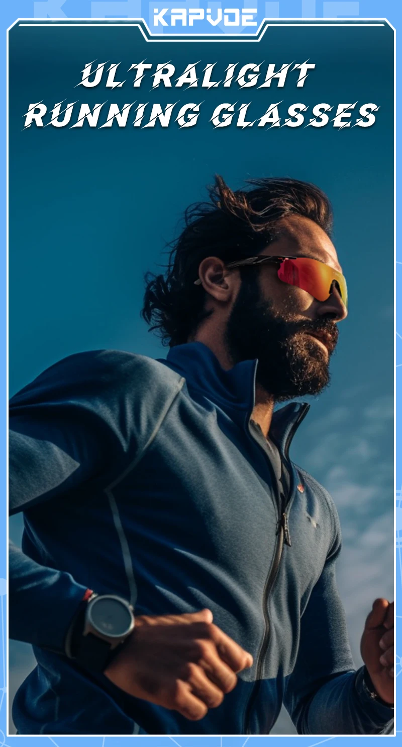 Kapvoe Leichtgewichtige Photochrome Laufsonnenbrille Sportbrille für Männer Marathon-Radbrille Mountainbike-Brille Eyewear – Detail 1